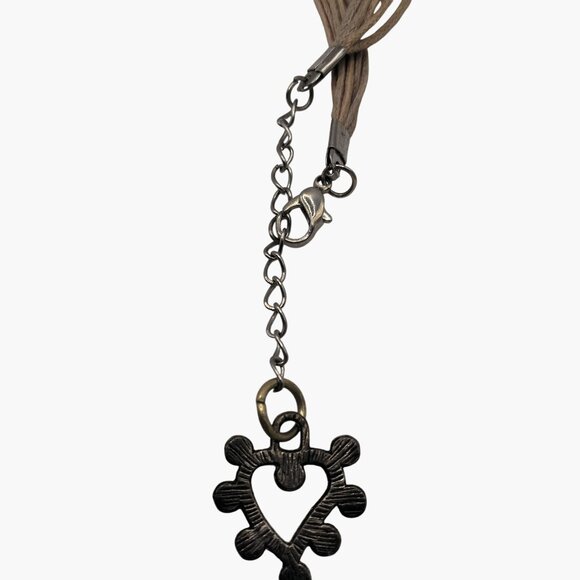 Glass Teardrop Pendant Necklace  Purple Flower Heart Adjustable - Picture 8 of 8